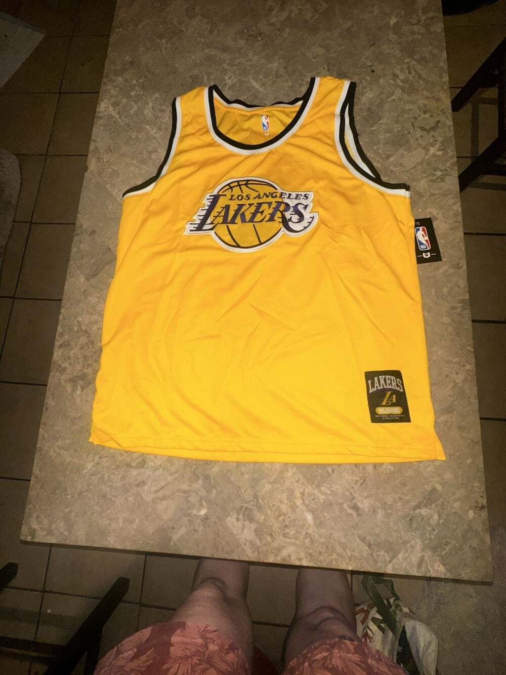 NBA Los Angeles Lakers Blank Mesh Jersey Tank Top Yellow NWT XL